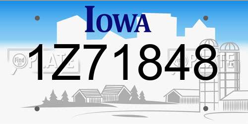 1Z71848 Iowa License Plate