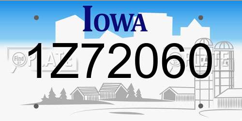 1Z72060 Iowa License Plate