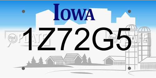 1Z72G5 Iowa License Plate