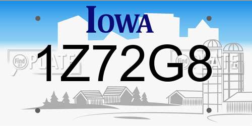 1Z72G8 Iowa License Plate