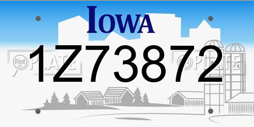 1Z73872 Iowa License Plate