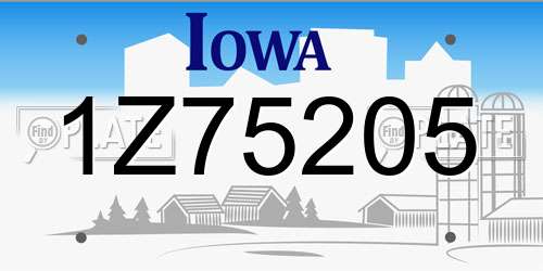 1Z75205 Iowa License Plate