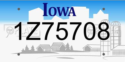 1Z75708 Iowa License Plate