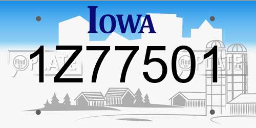 1Z77501 Iowa License Plate