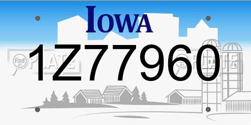 1Z77960 Iowa License Plate