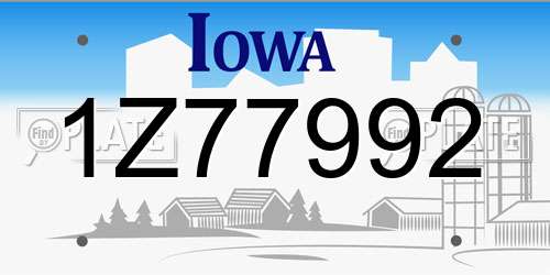1Z77992 Iowa License Plate