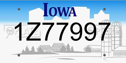 1Z77997 Iowa License Plate