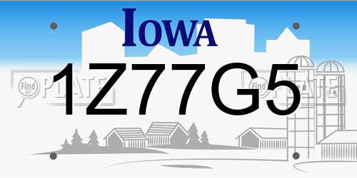 1Z77G5 Iowa License Plate