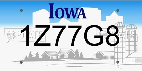 1Z77G8 Iowa License Plate