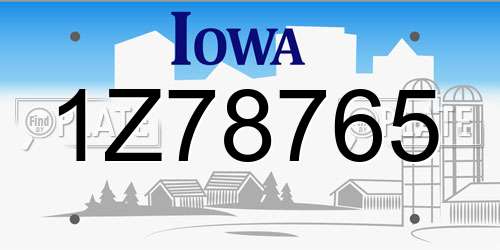 1Z78765 Iowa License Plate