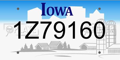 1Z79160 Iowa License Plate