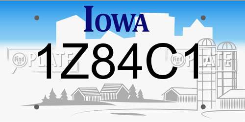 1Z84C1 Iowa License Plate