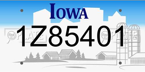 1Z85401 Iowa License Plate