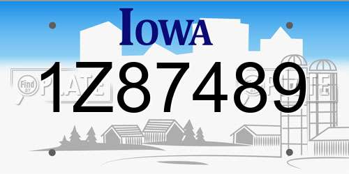 1Z87489 Iowa License Plate