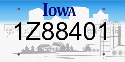 1Z88401 Iowa License Plate