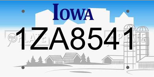 1ZA8541 Iowa License Plate
