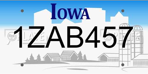 1ZAB457 Iowa License Plate