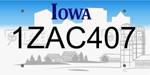 1ZAC407 Iowa License Plate