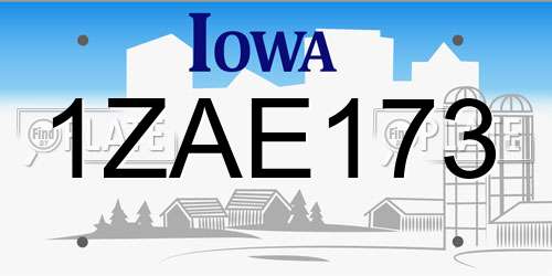 1ZAE173 Iowa License Plate