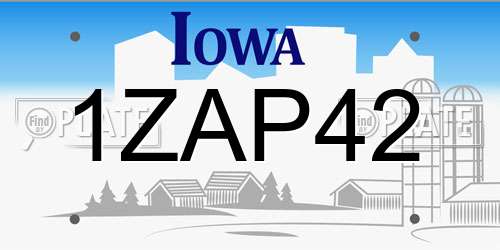 1ZAP42 Iowa License Plate
