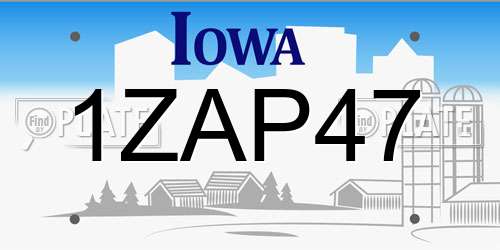 1ZAP47 Iowa License Plate