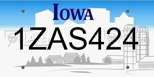 1ZAS424 Iowa License Plate