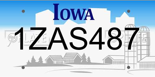 1ZAS487 Iowa License Plate