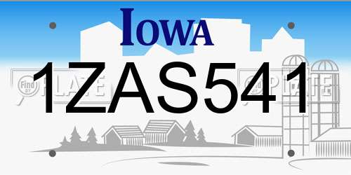 1ZAS541 Iowa License Plate