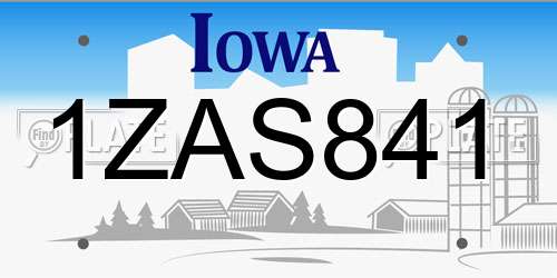 1ZAS841 Iowa License Plate