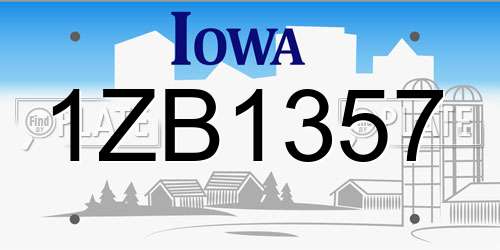 1ZB1357 Iowa License Plate