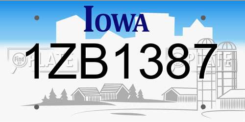1ZB1387 Iowa License Plate