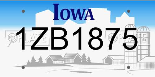 1ZB1875 Iowa License Plate