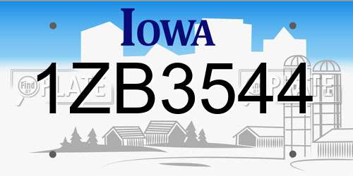 1ZB3544 Iowa License Plate