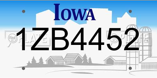 1ZB4452 Iowa License Plate