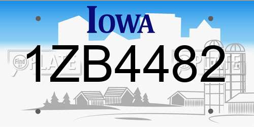 1ZB4482 Iowa License Plate