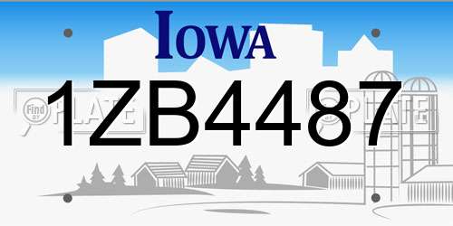 1ZB4487 Iowa License Plate
