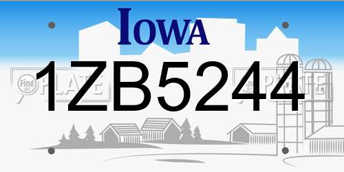 1ZB5244 Iowa License Plate