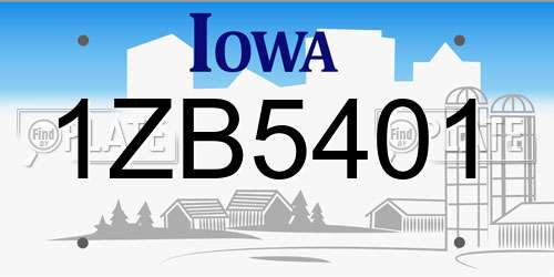 1ZB5401 Iowa License Plate