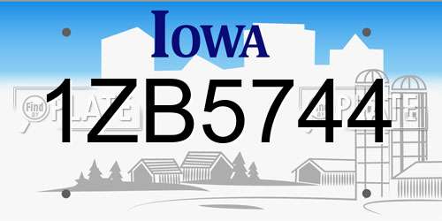 1ZB5744 Iowa License Plate