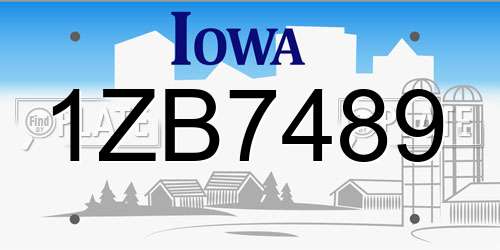 1ZB7489 Iowa License Plate