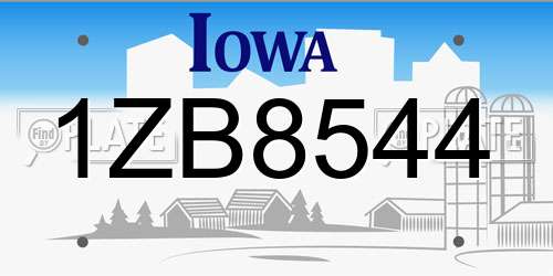 1ZB8544 Iowa License Plate