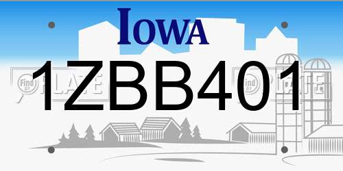 1ZBB401 Iowa License Plate