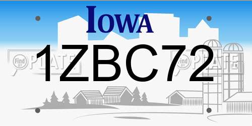 1ZBC72 Iowa License Plate