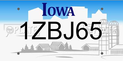 1ZBJ65 Iowa License Plate