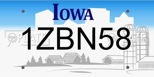 1ZBN58 Iowa License Plate
