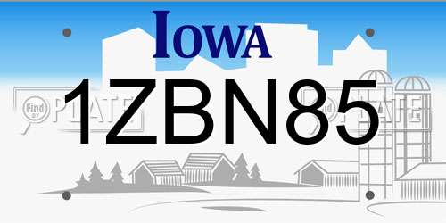 1ZBN85 Iowa License Plate