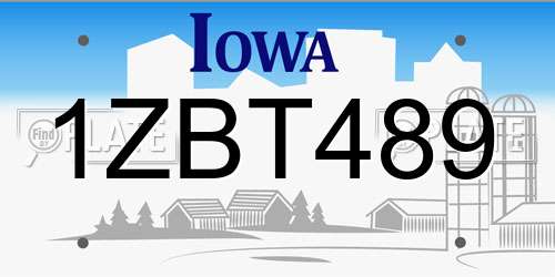 1ZBT489 Iowa License Plate