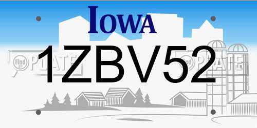 1ZBV52 Iowa License Plate