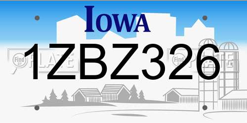 1ZBZ326 Iowa License Plate