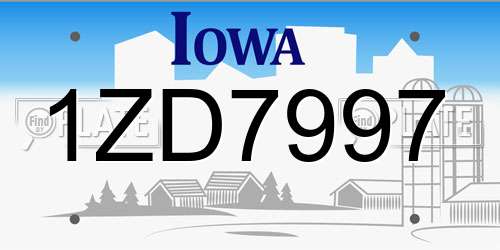 1ZD7997 Iowa License Plate